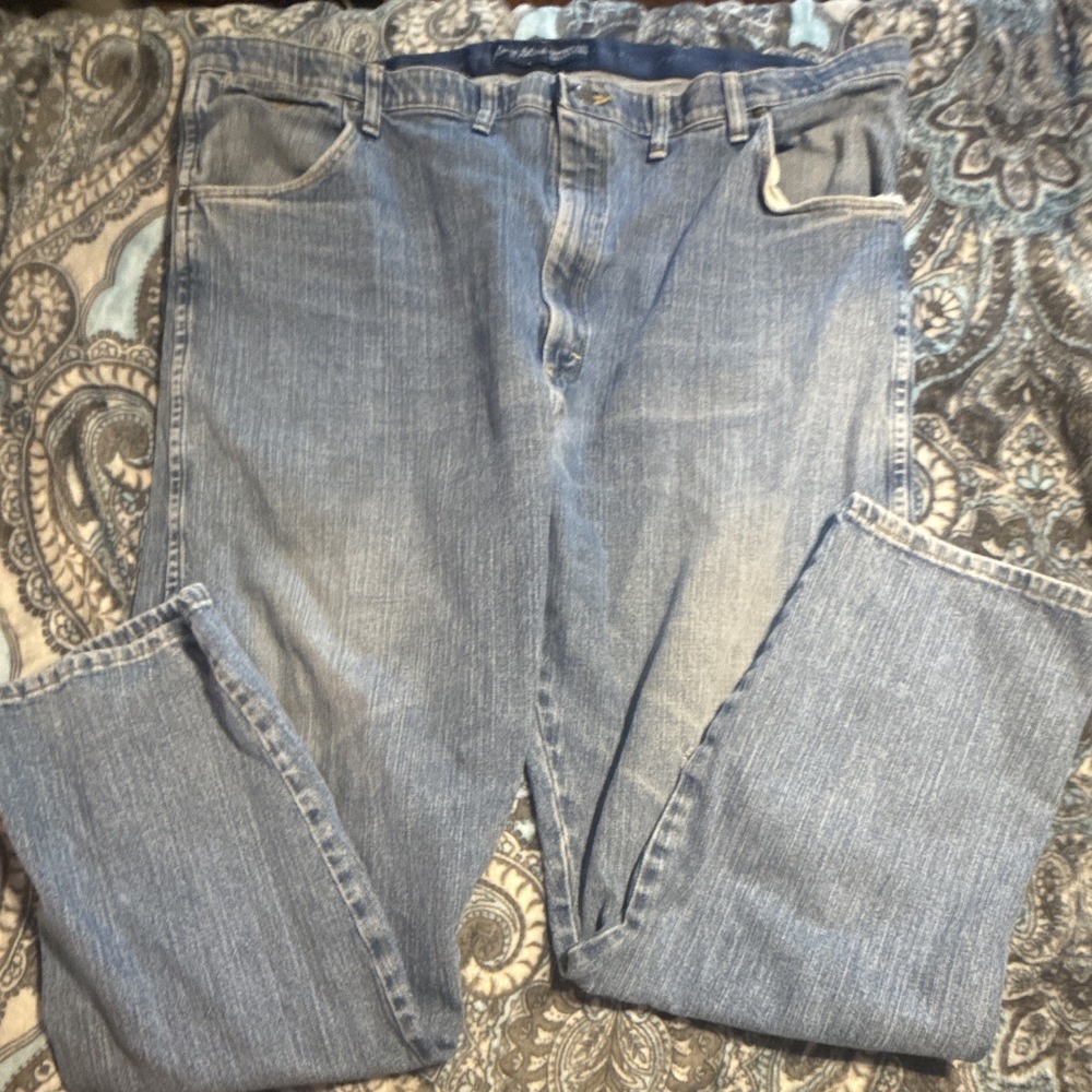 Wrangler Cowboy Cut Men's Blue Denim Straight Jeans Mid Rise 5-Pocket